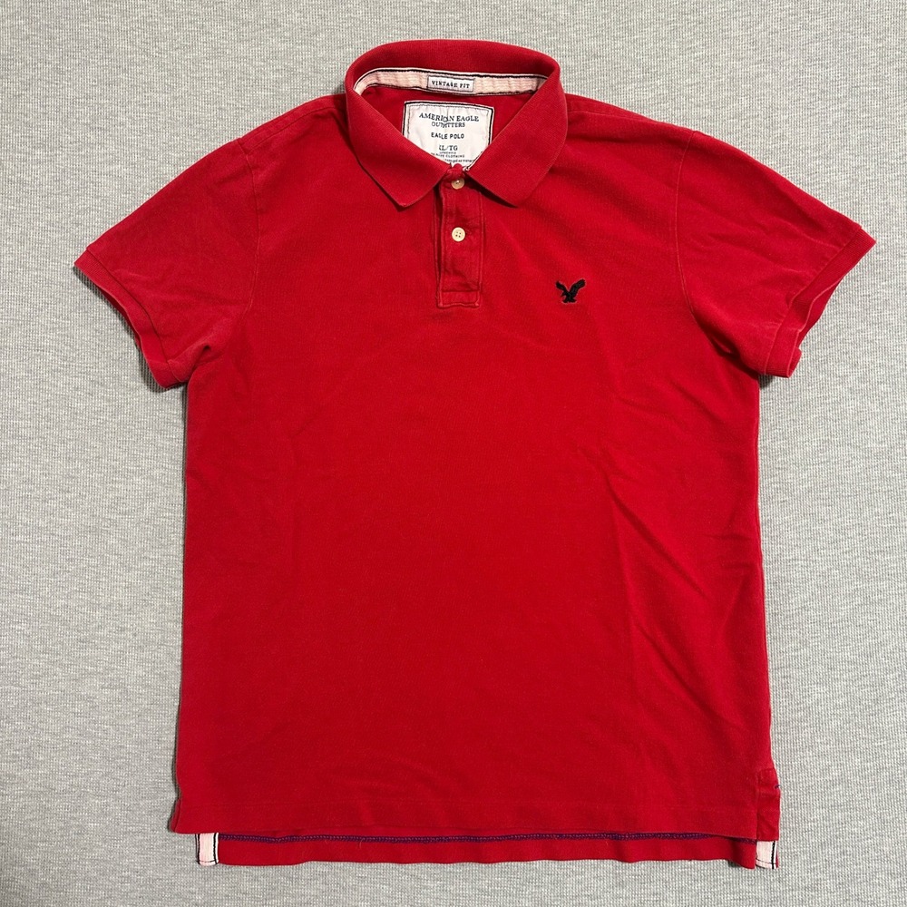 American Eagle Outfitters Eagle Polo Shirt Short Sleeves Fit Red Mens Size XL